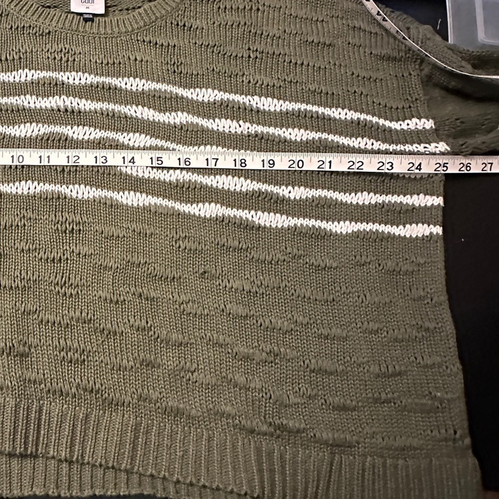 Cabi  Scout Pullover Med Green Striped Open Knit Long Sleeve Oversized sweater - Picture 16 of 16